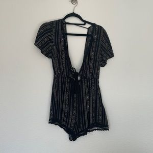 Cross front backless romper